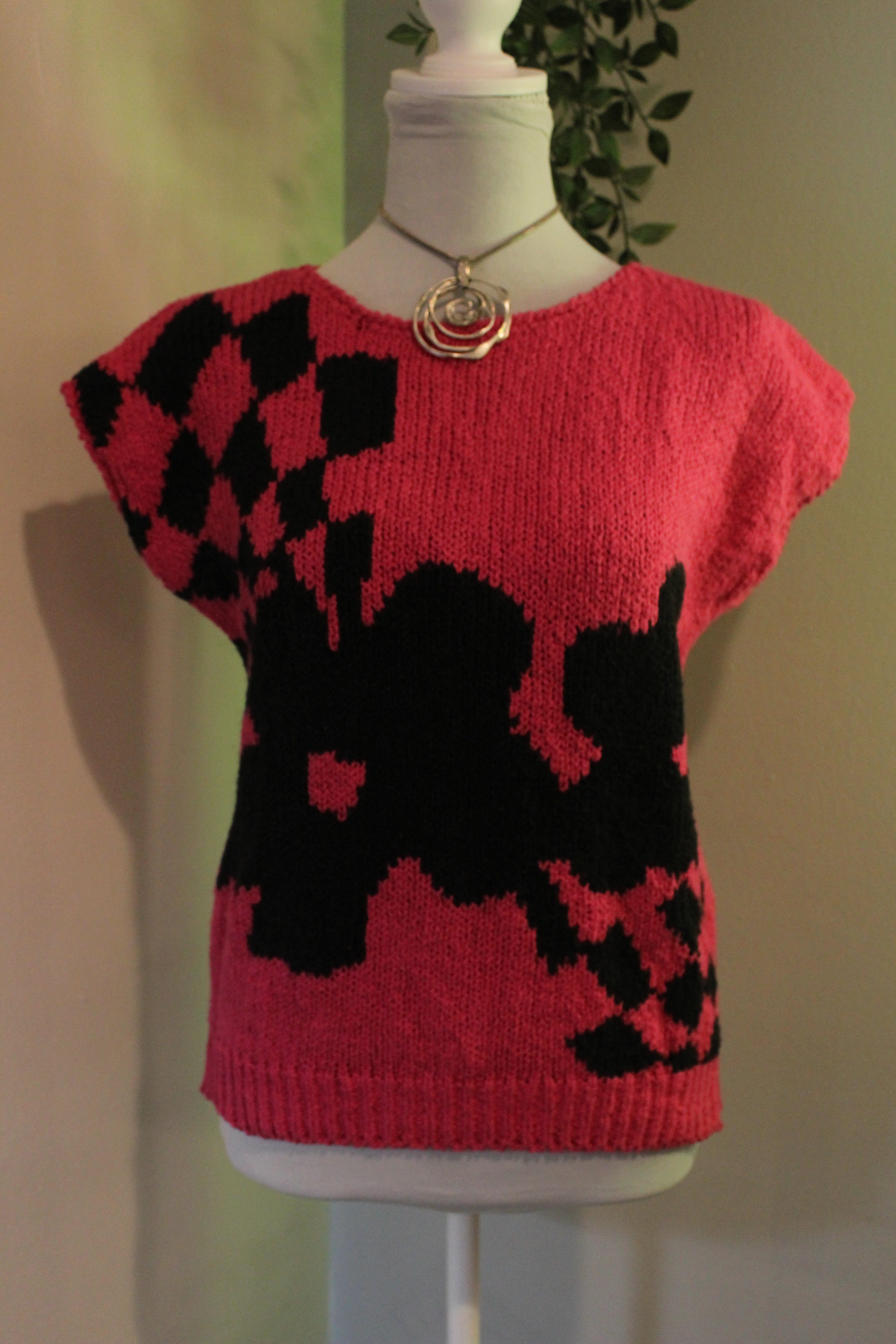 Knit Pink Checkered Sweater
