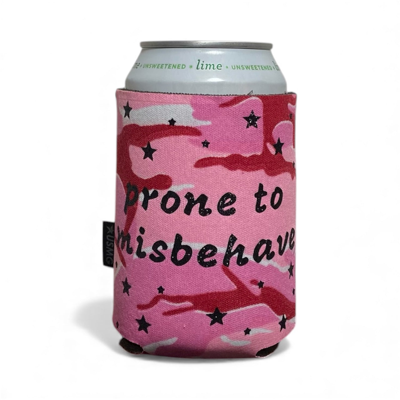 Pink Camo Slogan Koozie