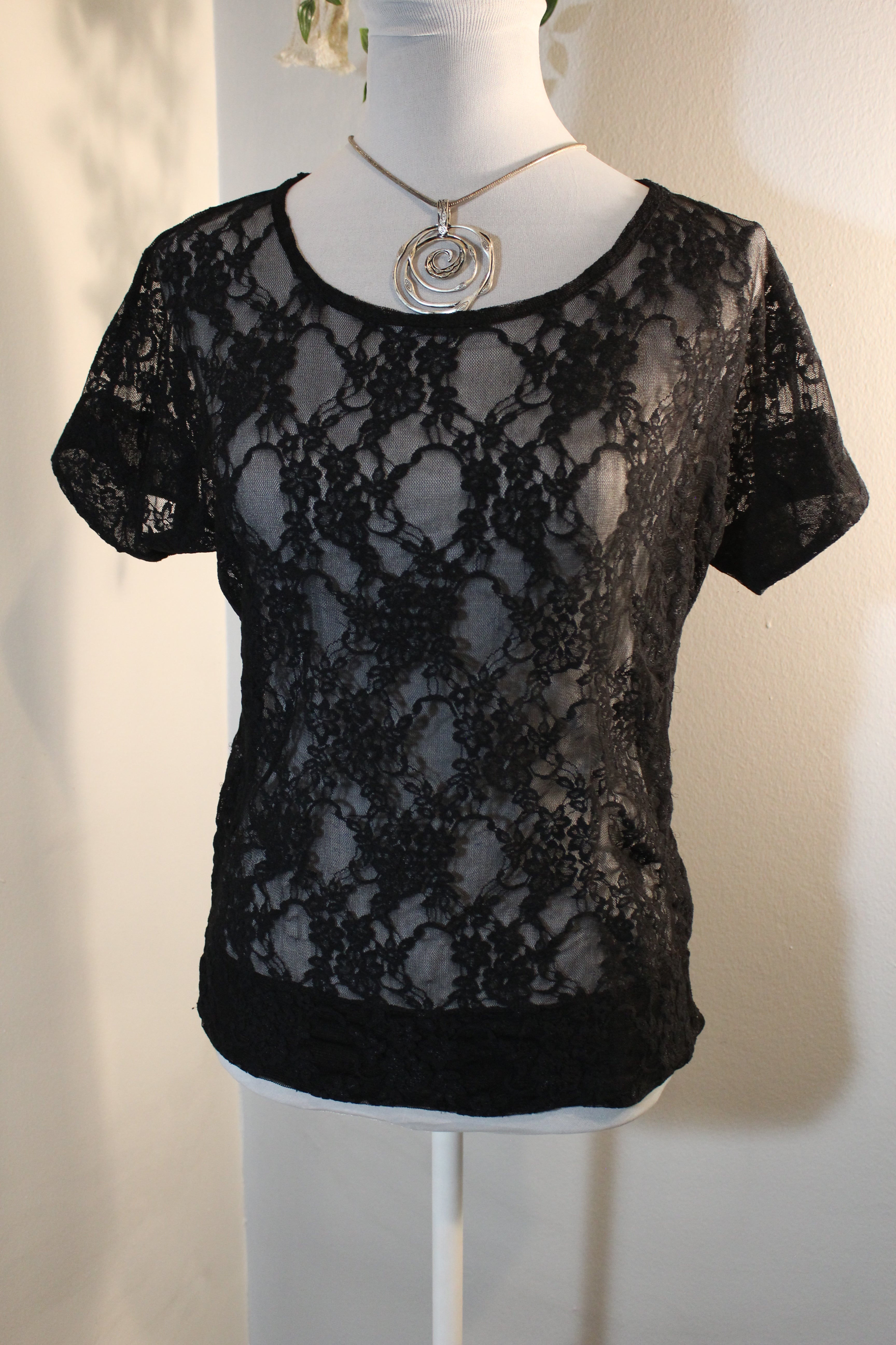 Sheer Floral Lace Shirt