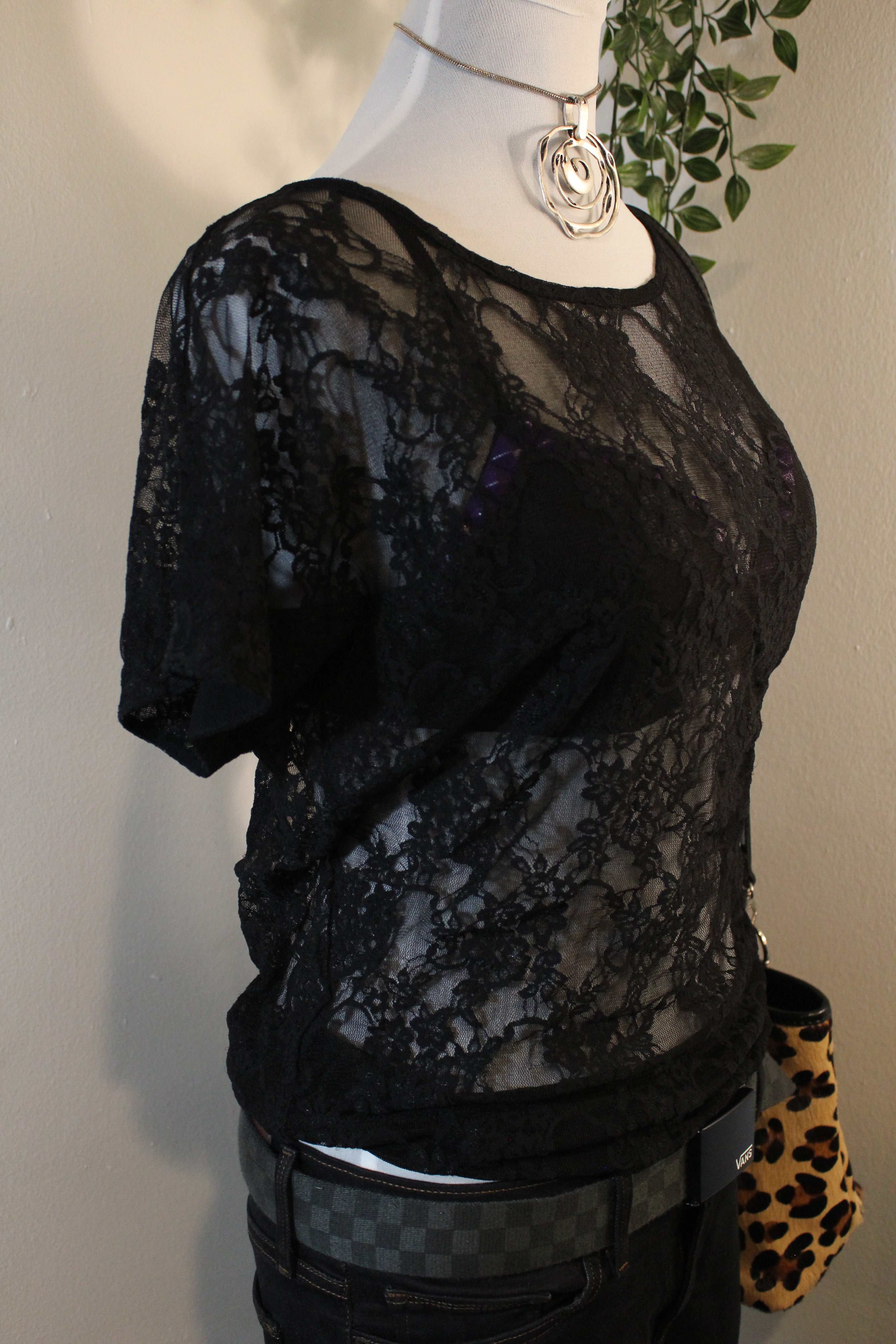 Sheer Floral Lace Shirt