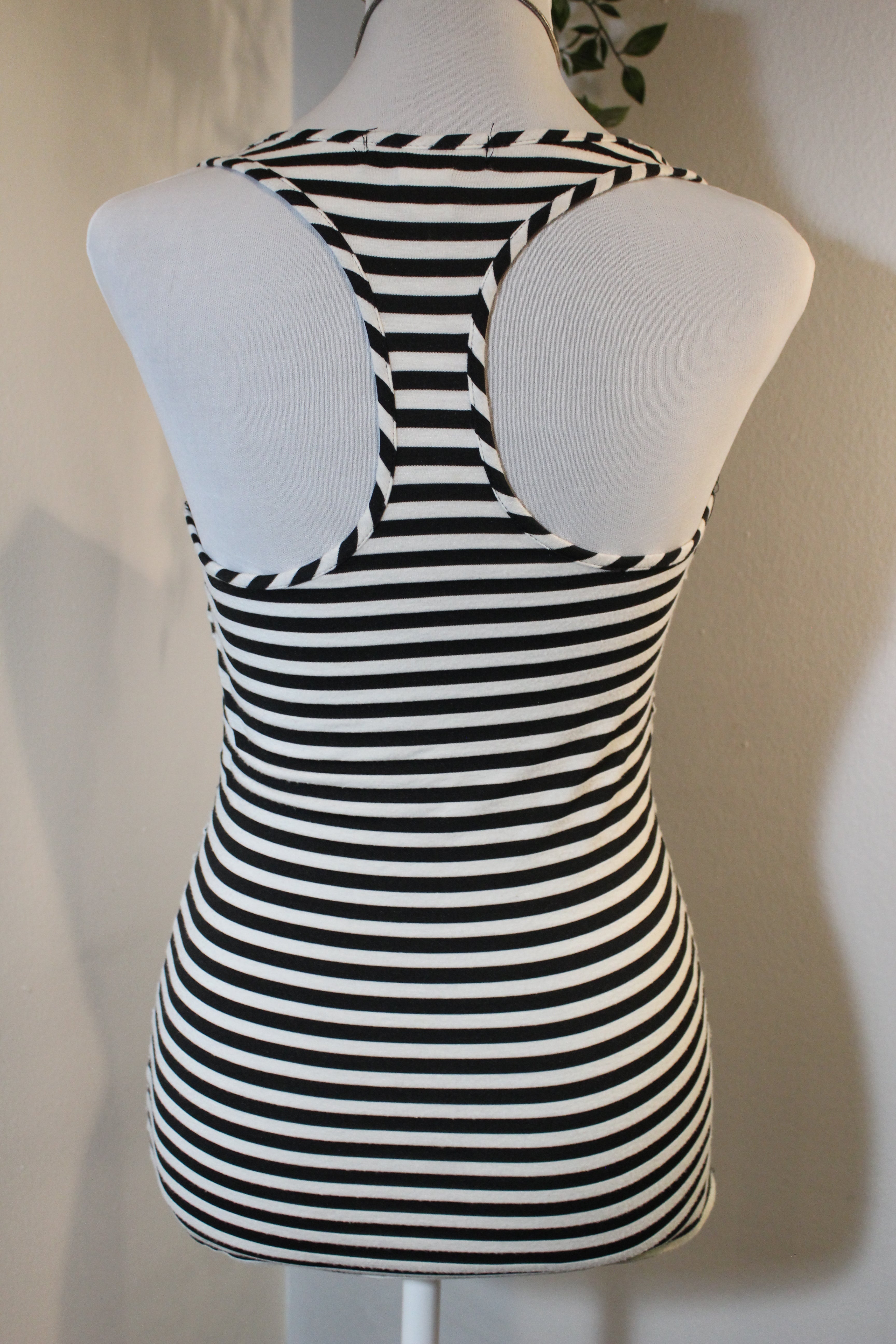 Striped Racerback Tank Top With Lace Details