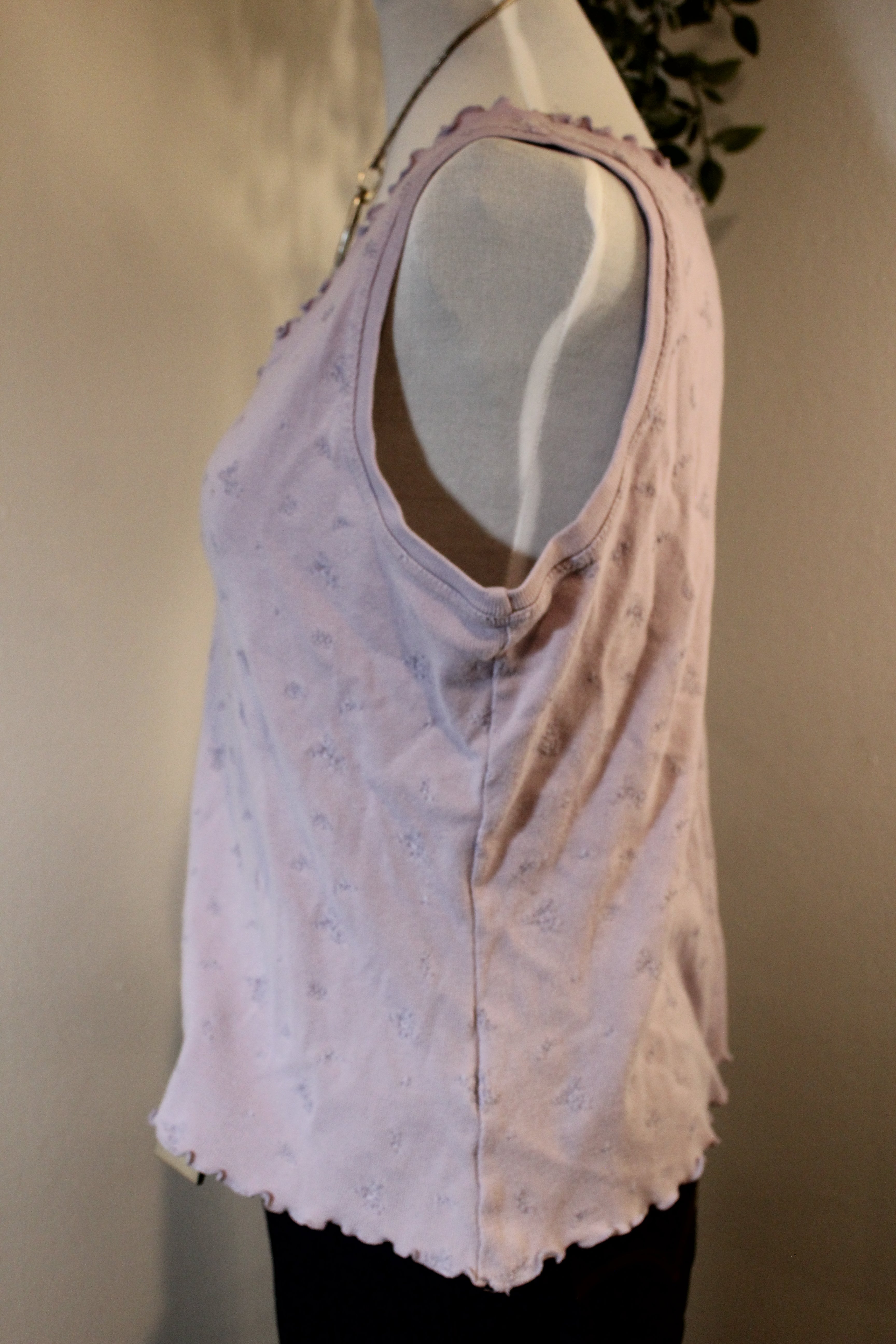 Pastel Purple Flower Embroidered Tank Top