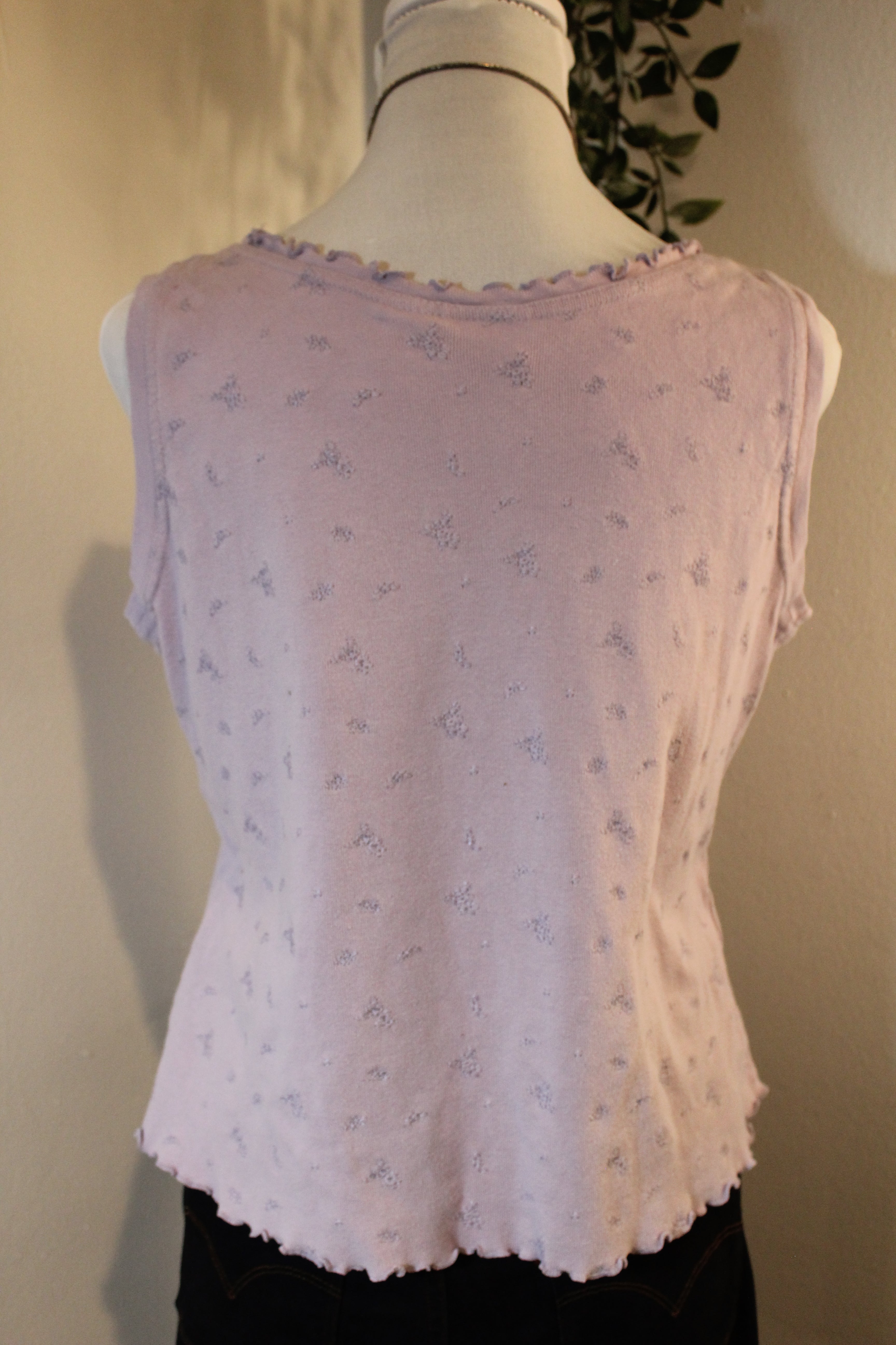 Pastel Purple Flower Embroidered Tank Top
