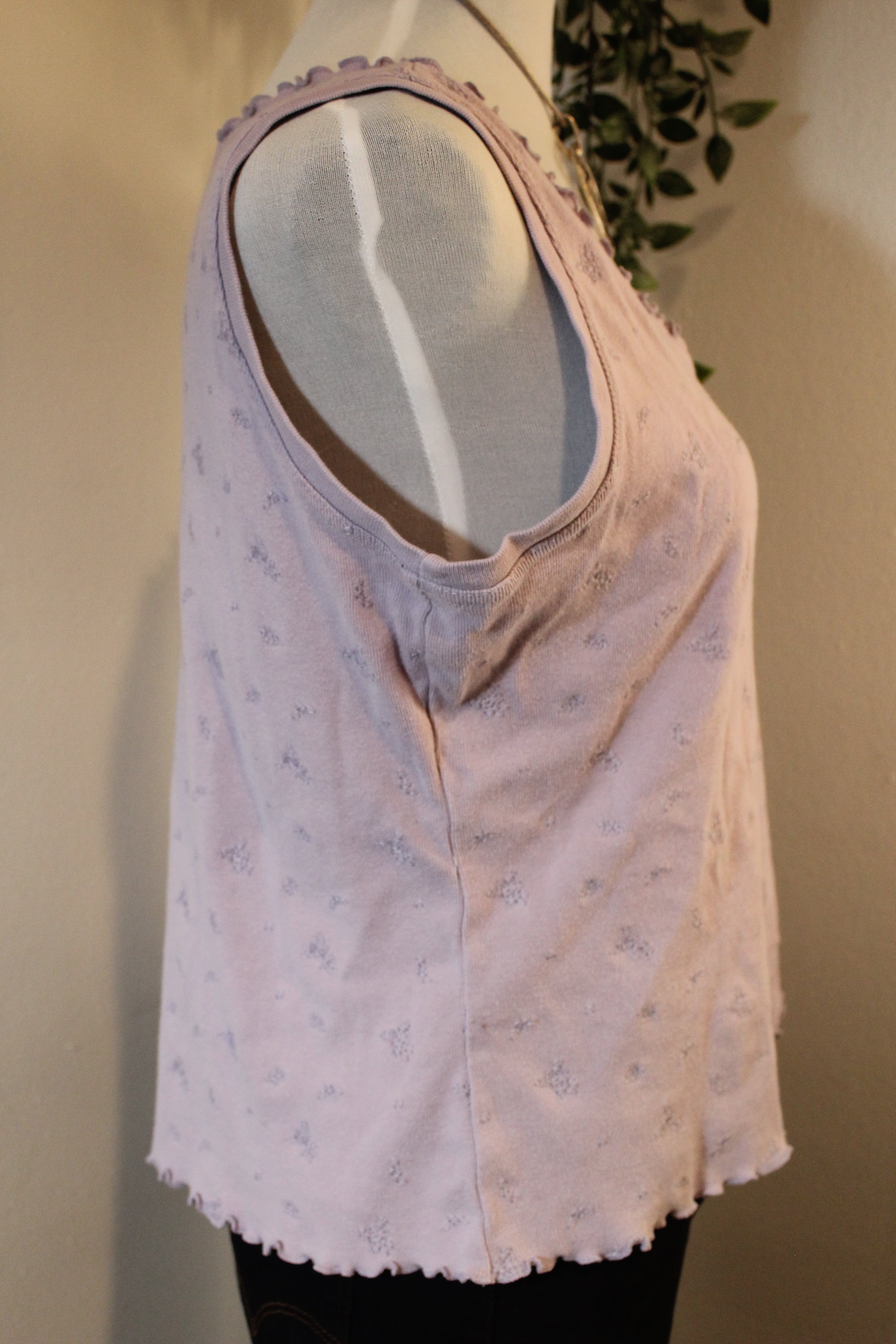 Pastel Purple Flower Embroidered Tank Top