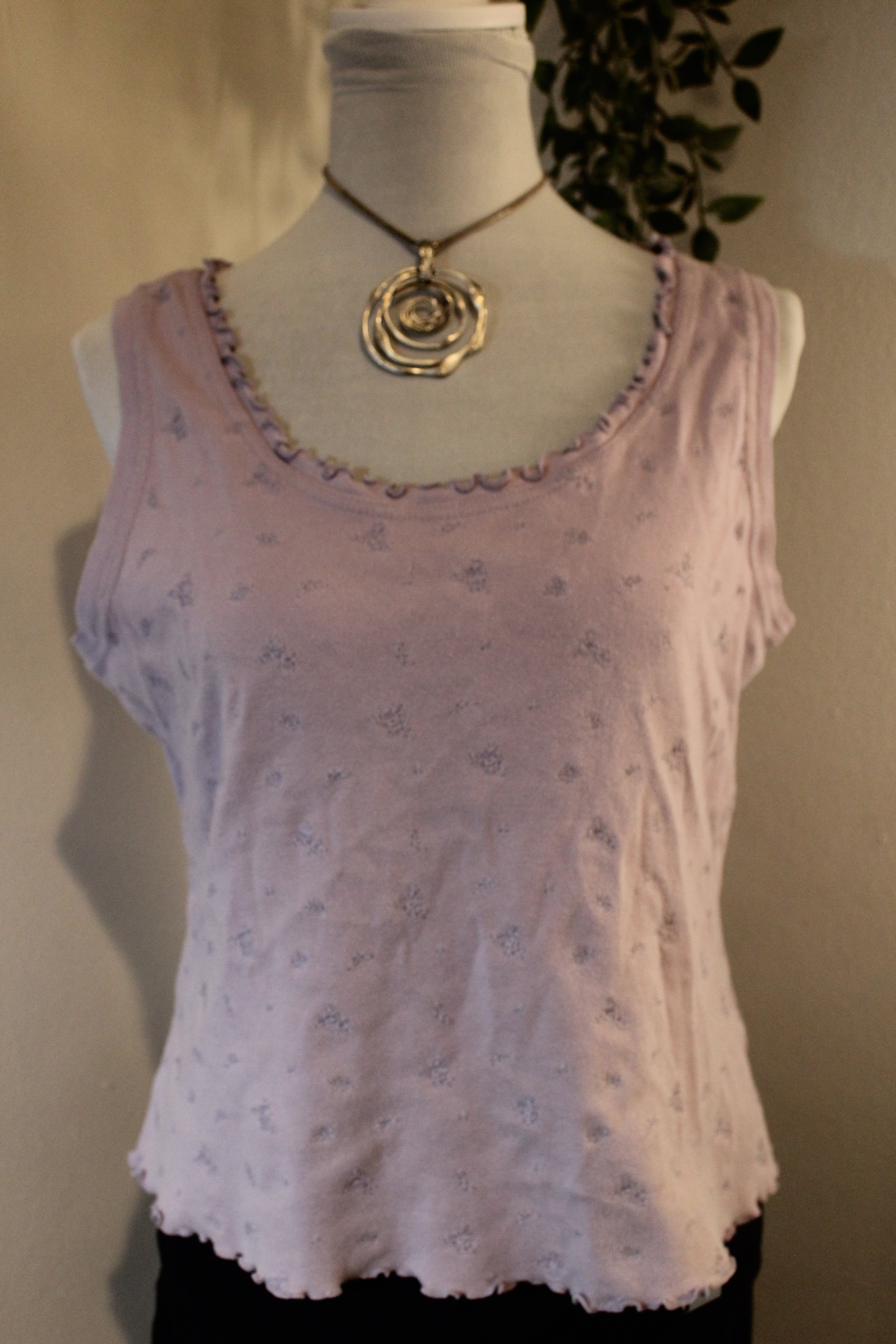 Pastel Purple Flower Embroidered Tank Top