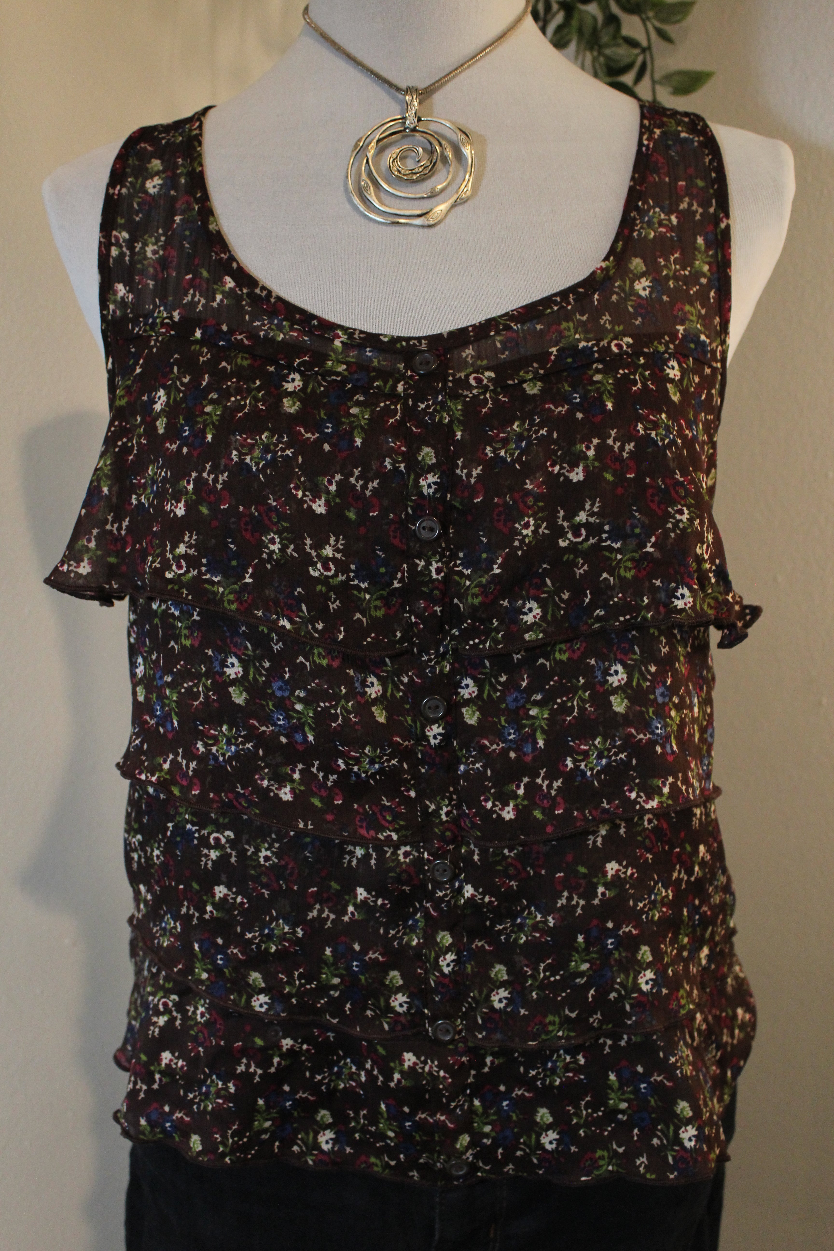 Floral Ruffle Layered Tank Top