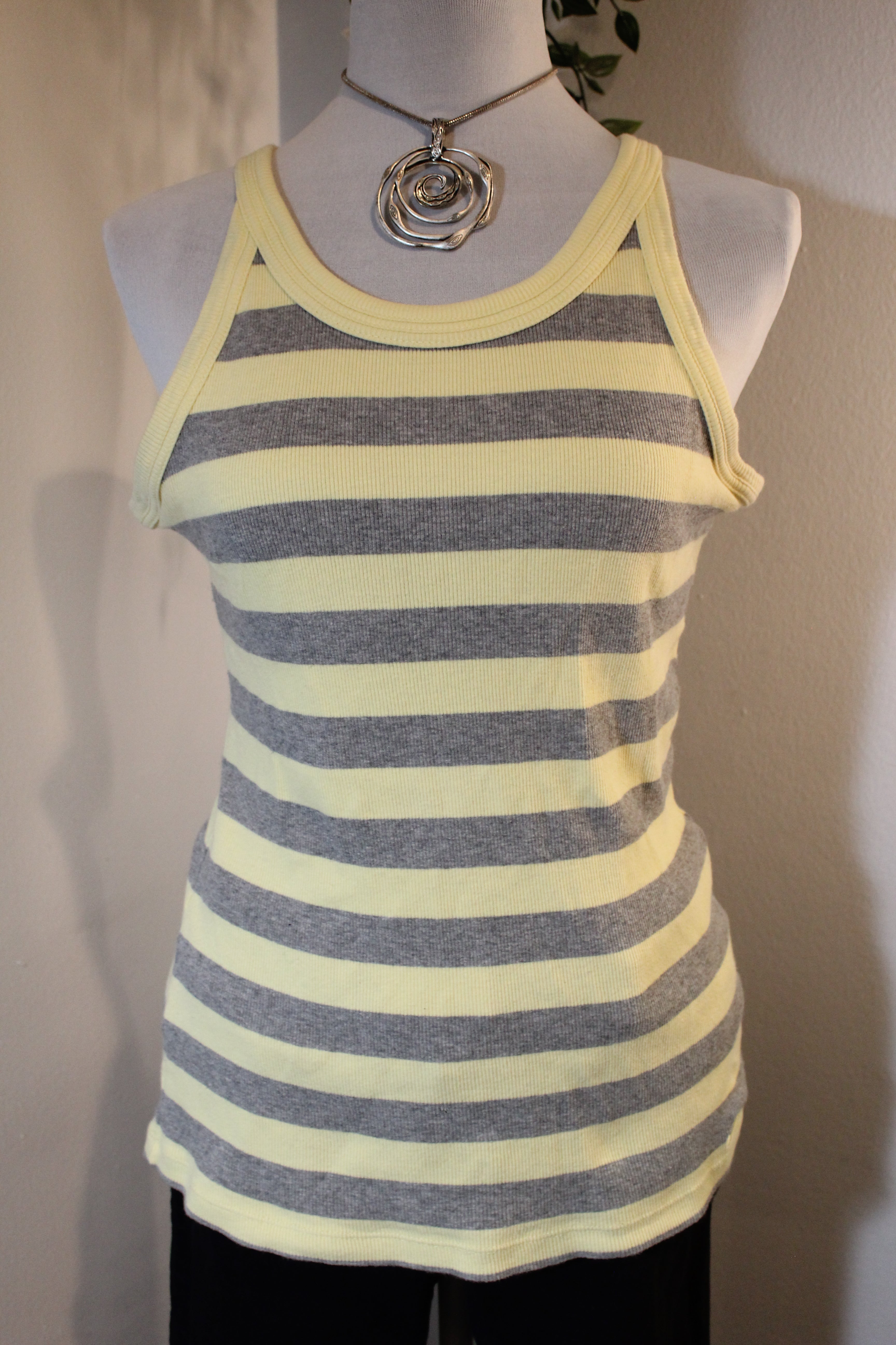 Nike Yellow Gray Striped Tank Top