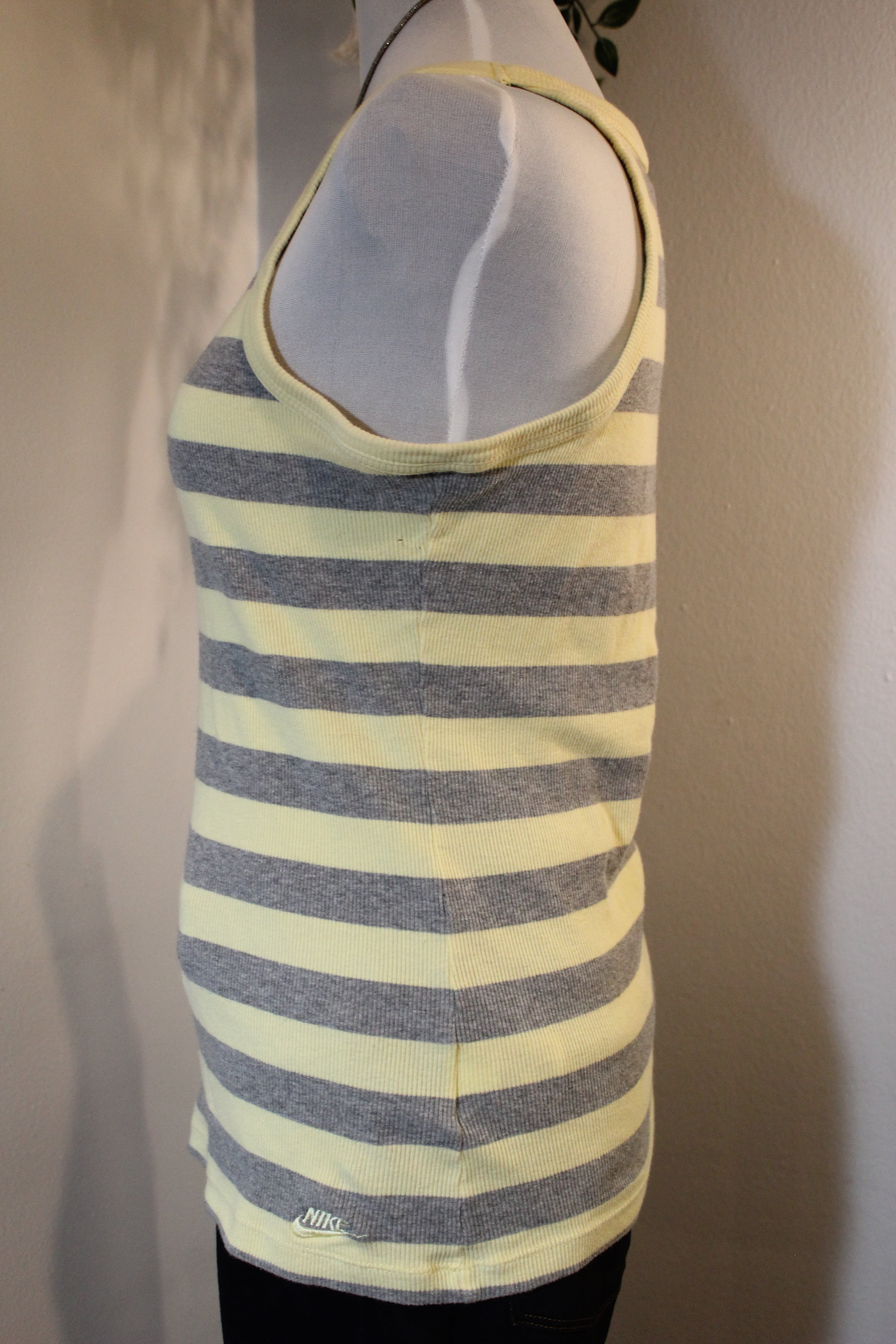 Nike Yellow Gray Striped Tank Top