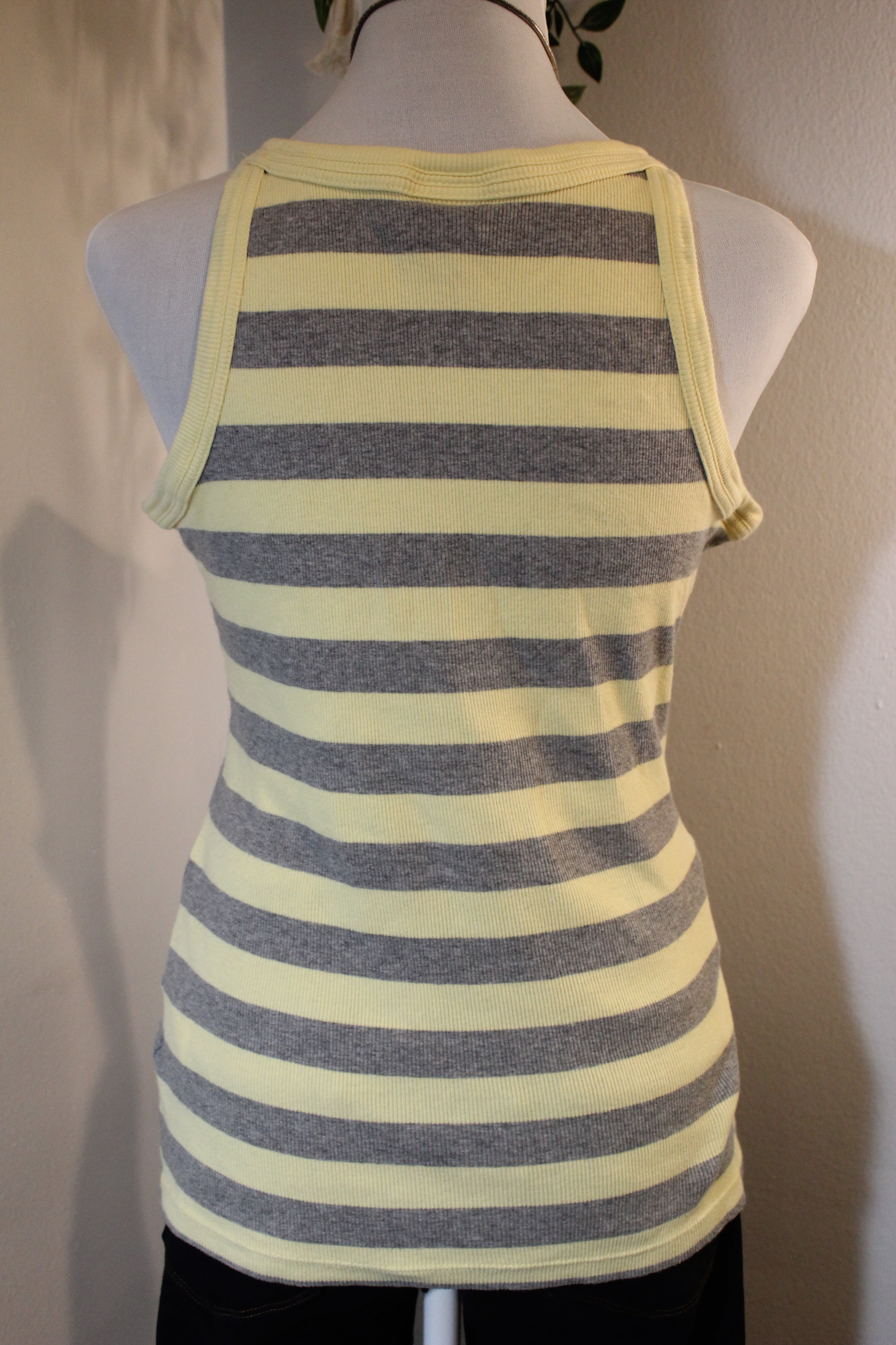 Nike Yellow Gray Striped Tank Top