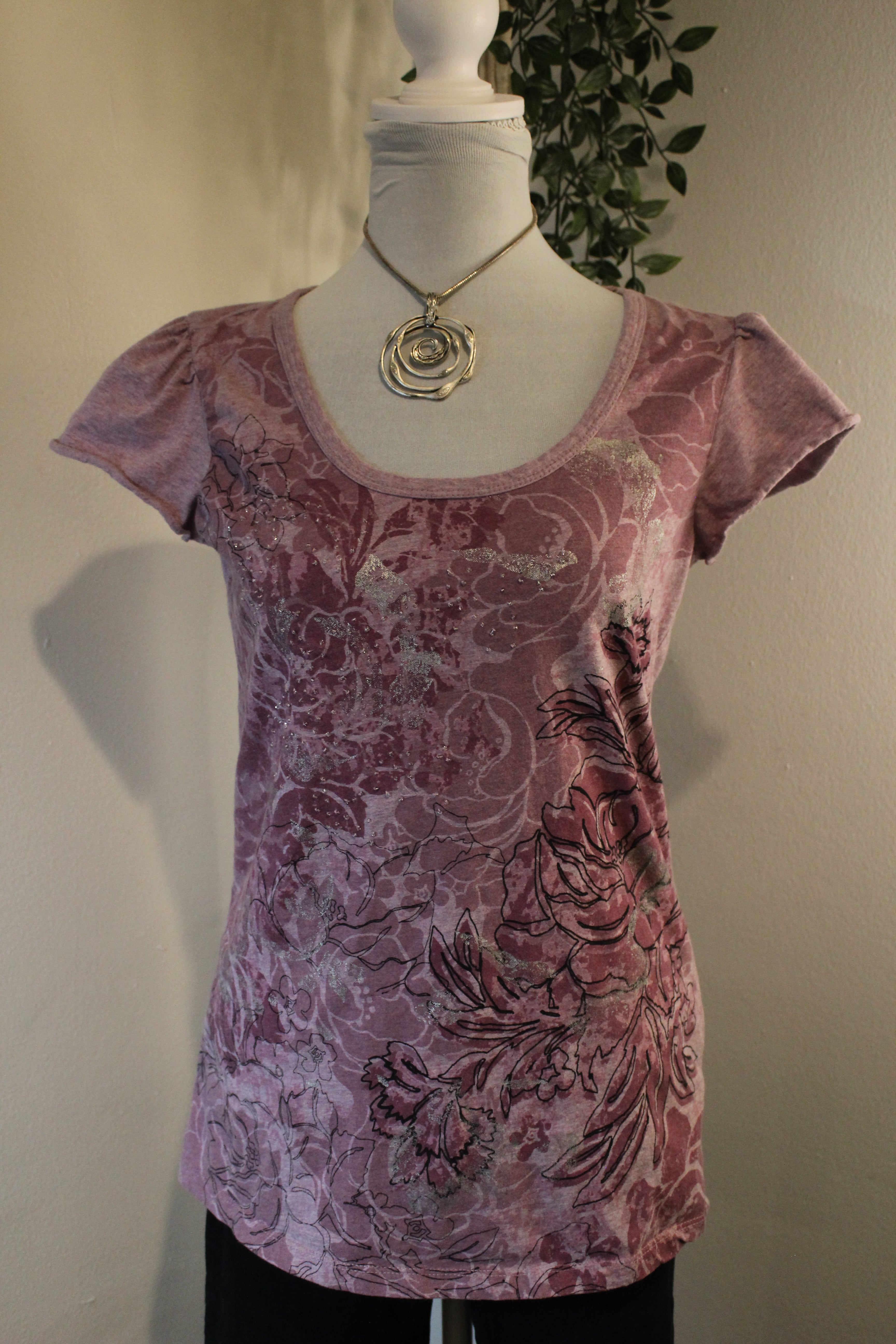 Muted Pink Bedazzled Y2K Top