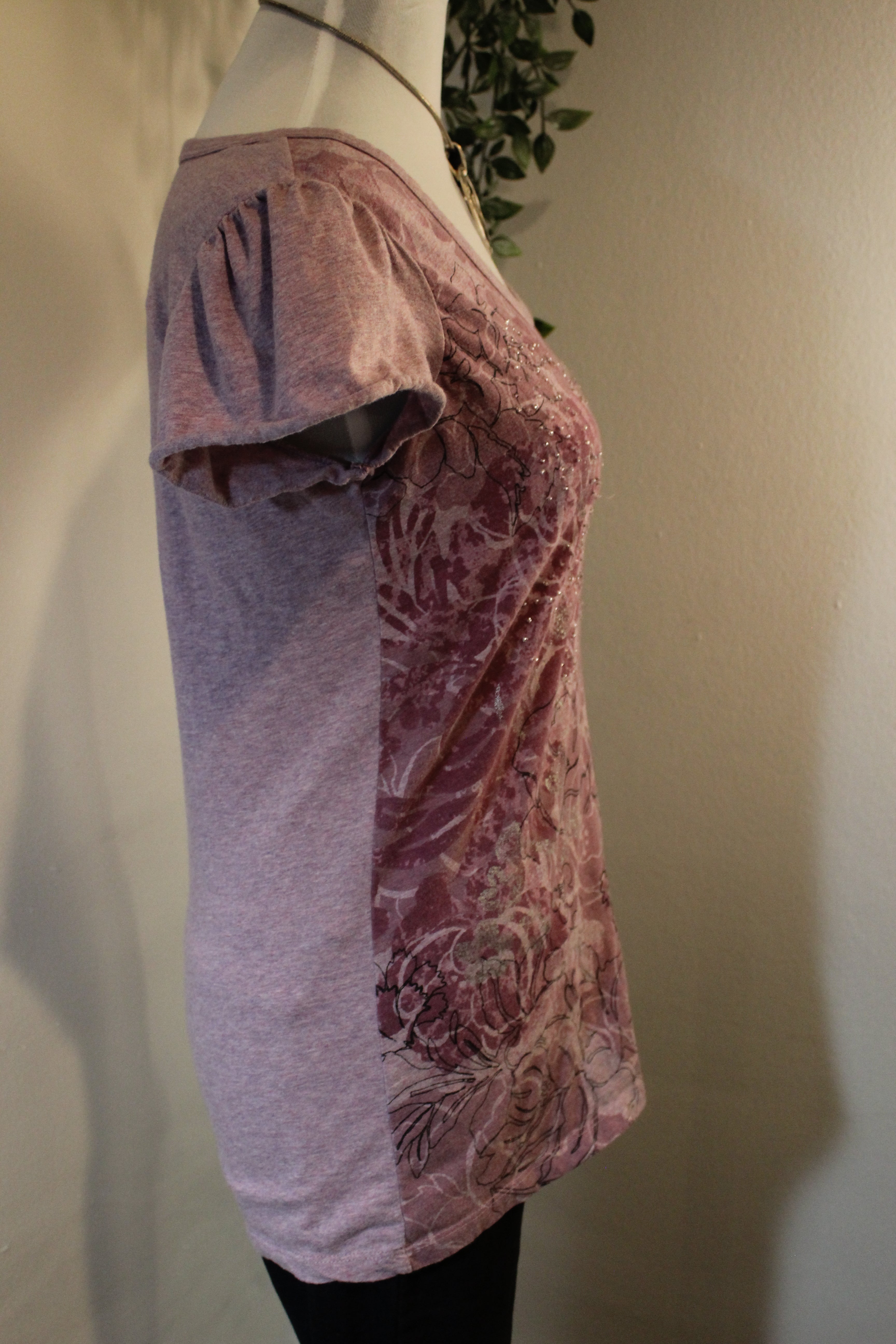 Muted Pink Bedazzled Y2K Top