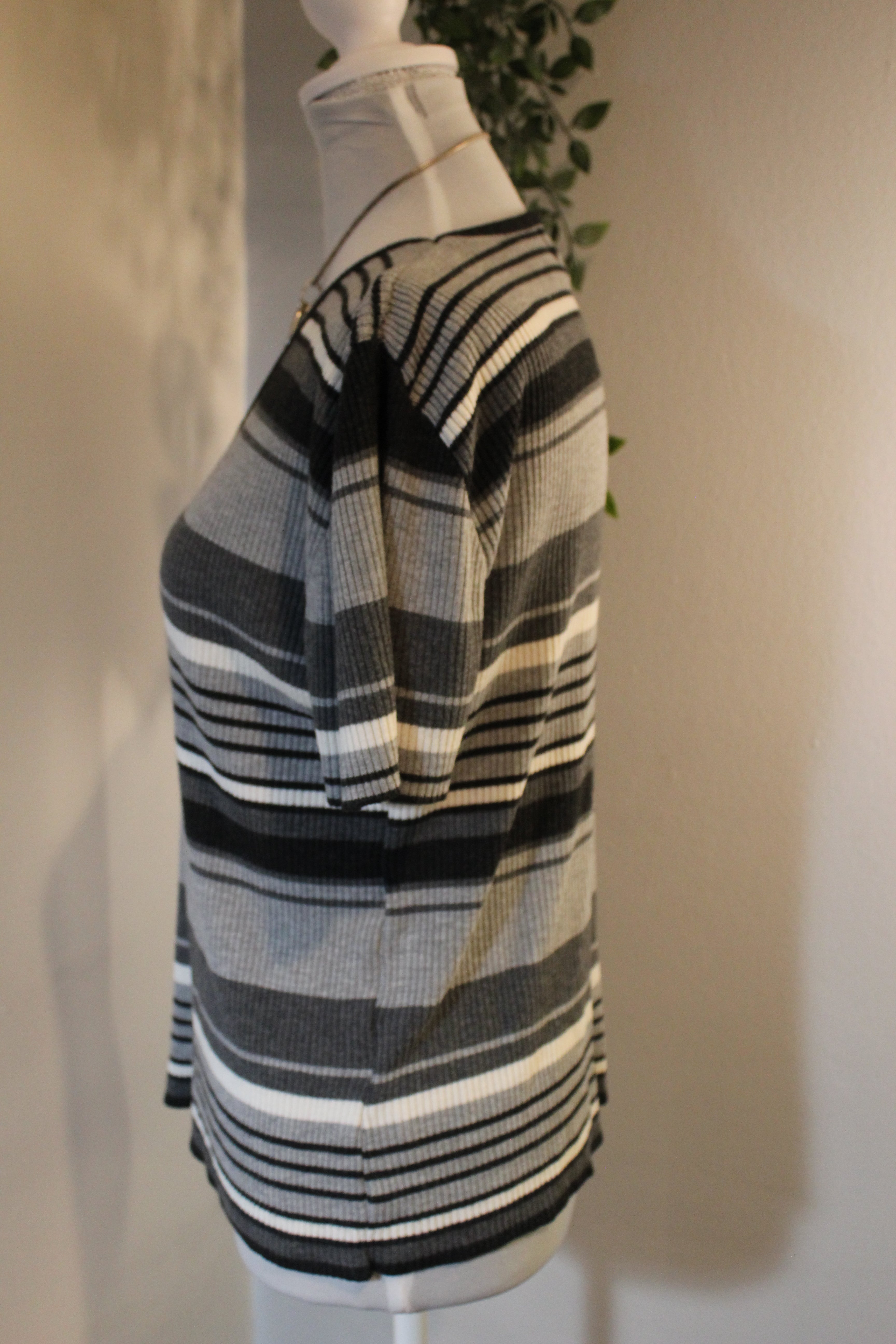 Basics Black Gray White Striped Shirt