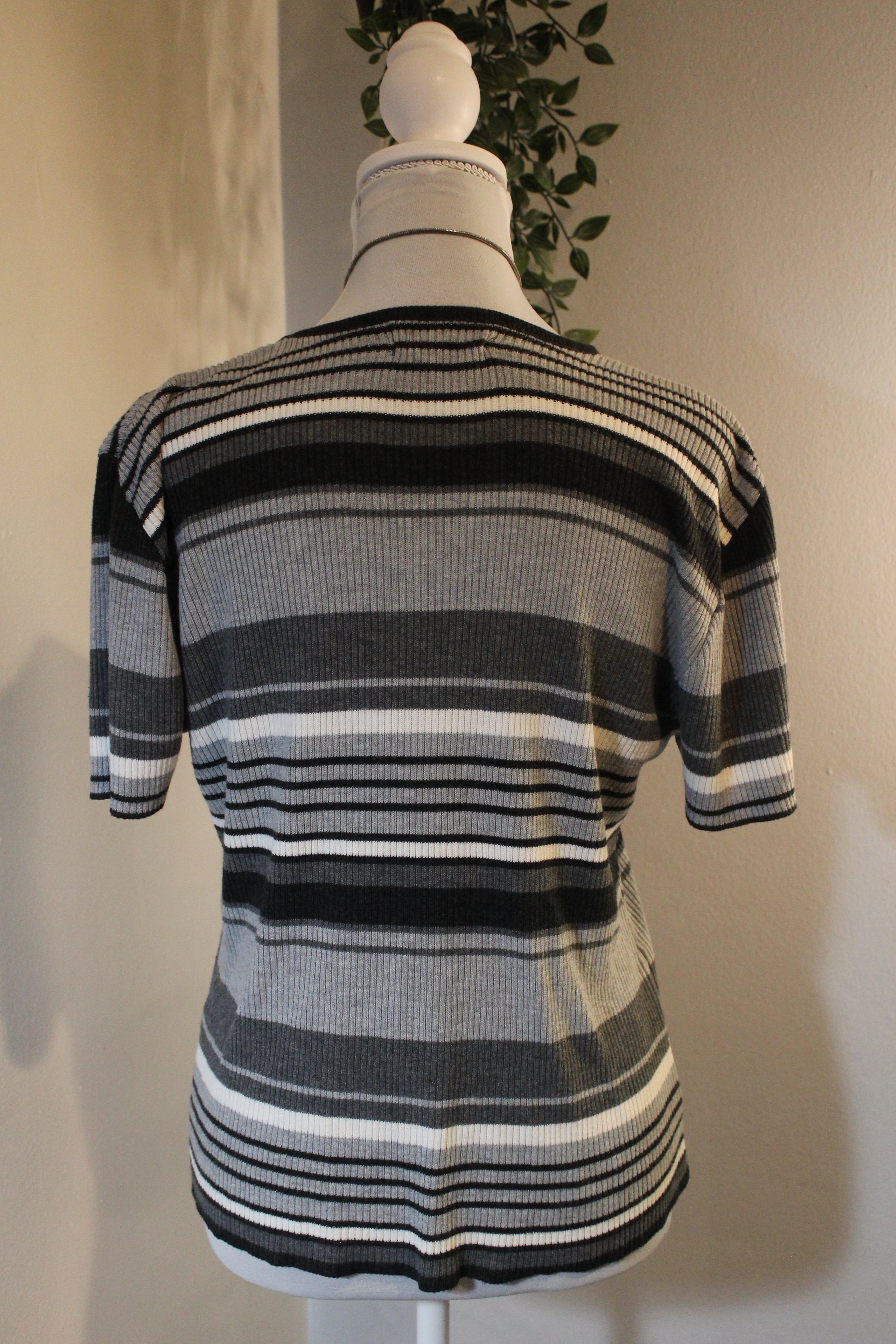 Basics Black Gray White Striped Shirt