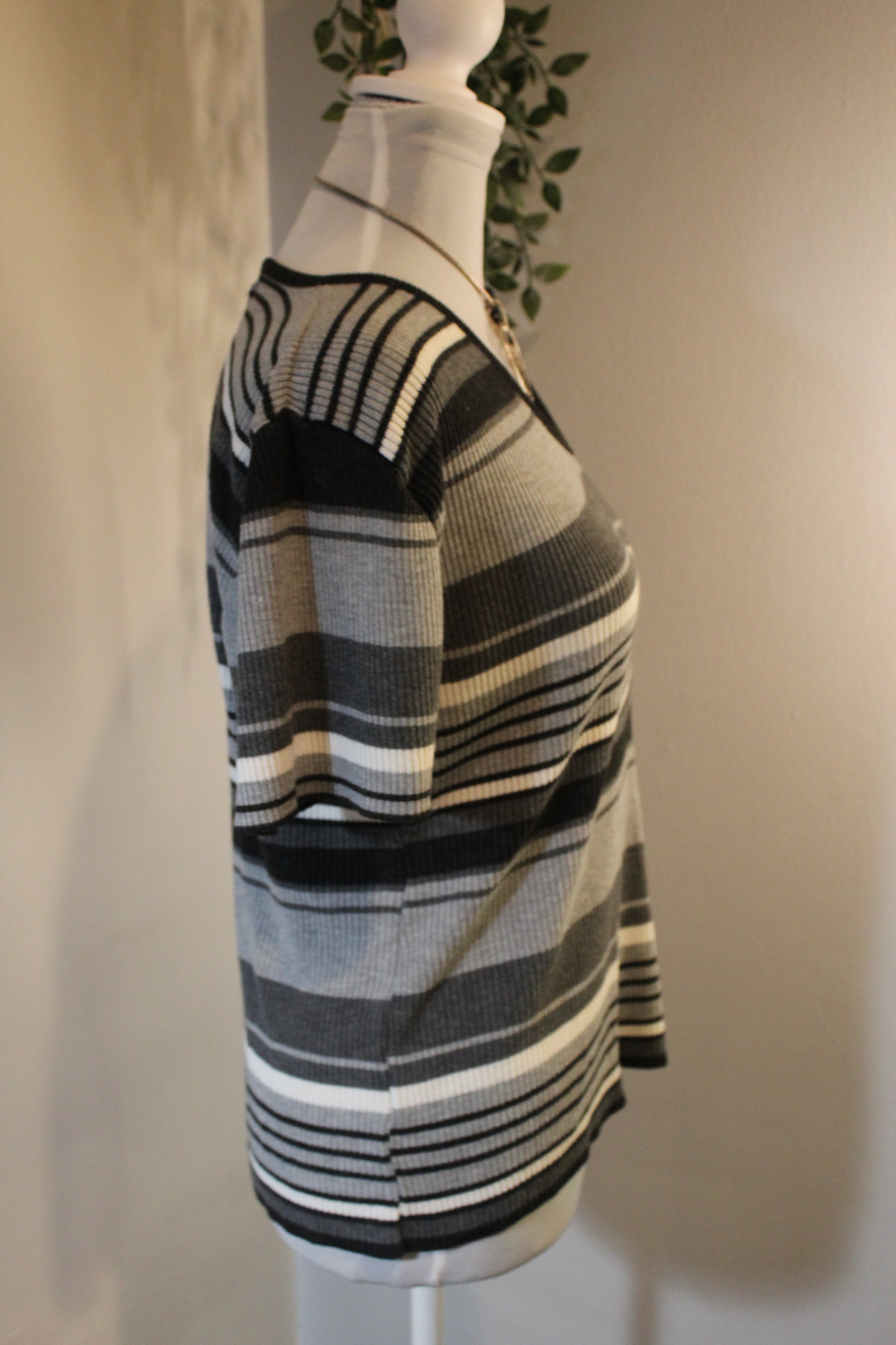 Basics Black Gray White Striped Shirt