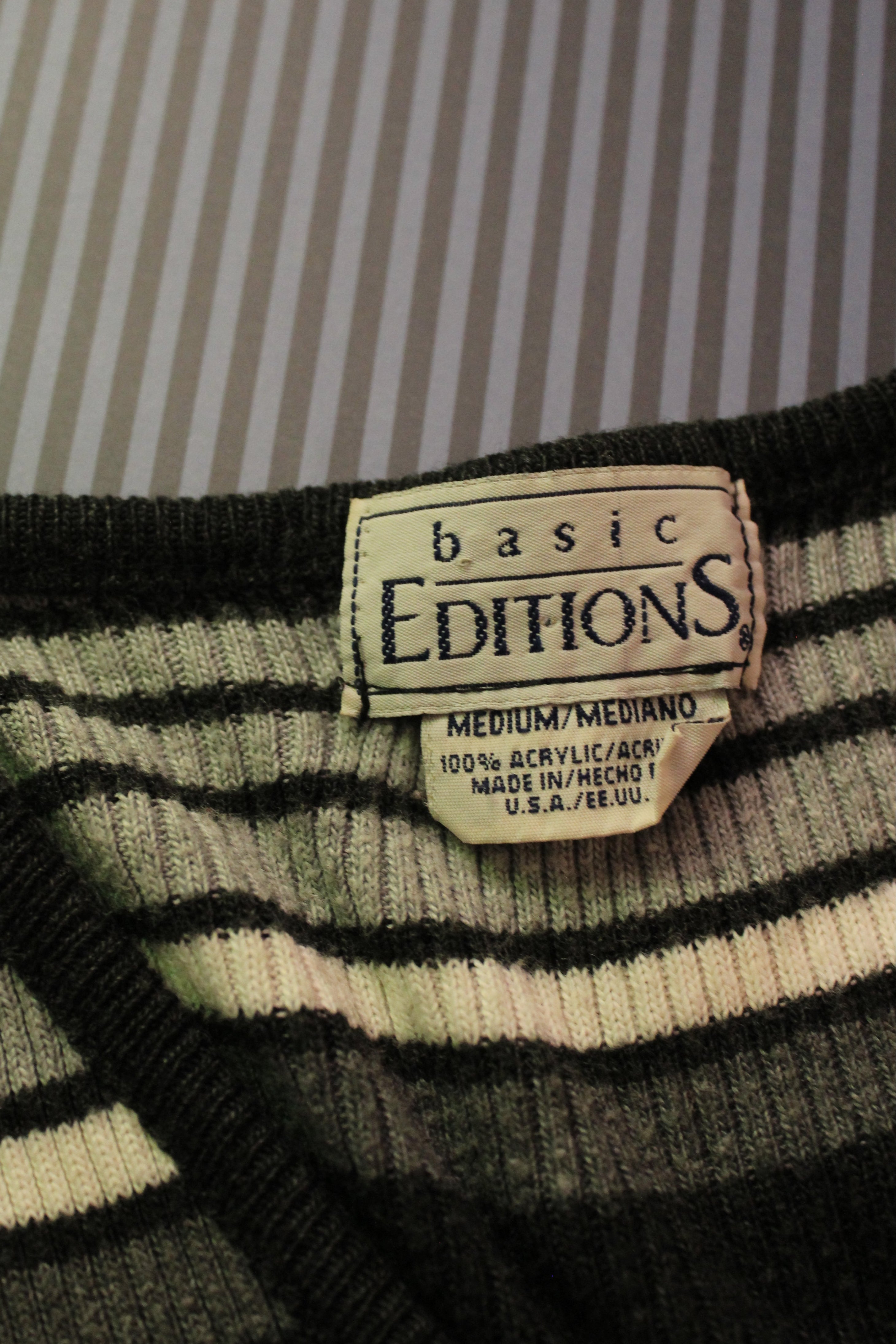 Basics Black Gray White Striped Shirt