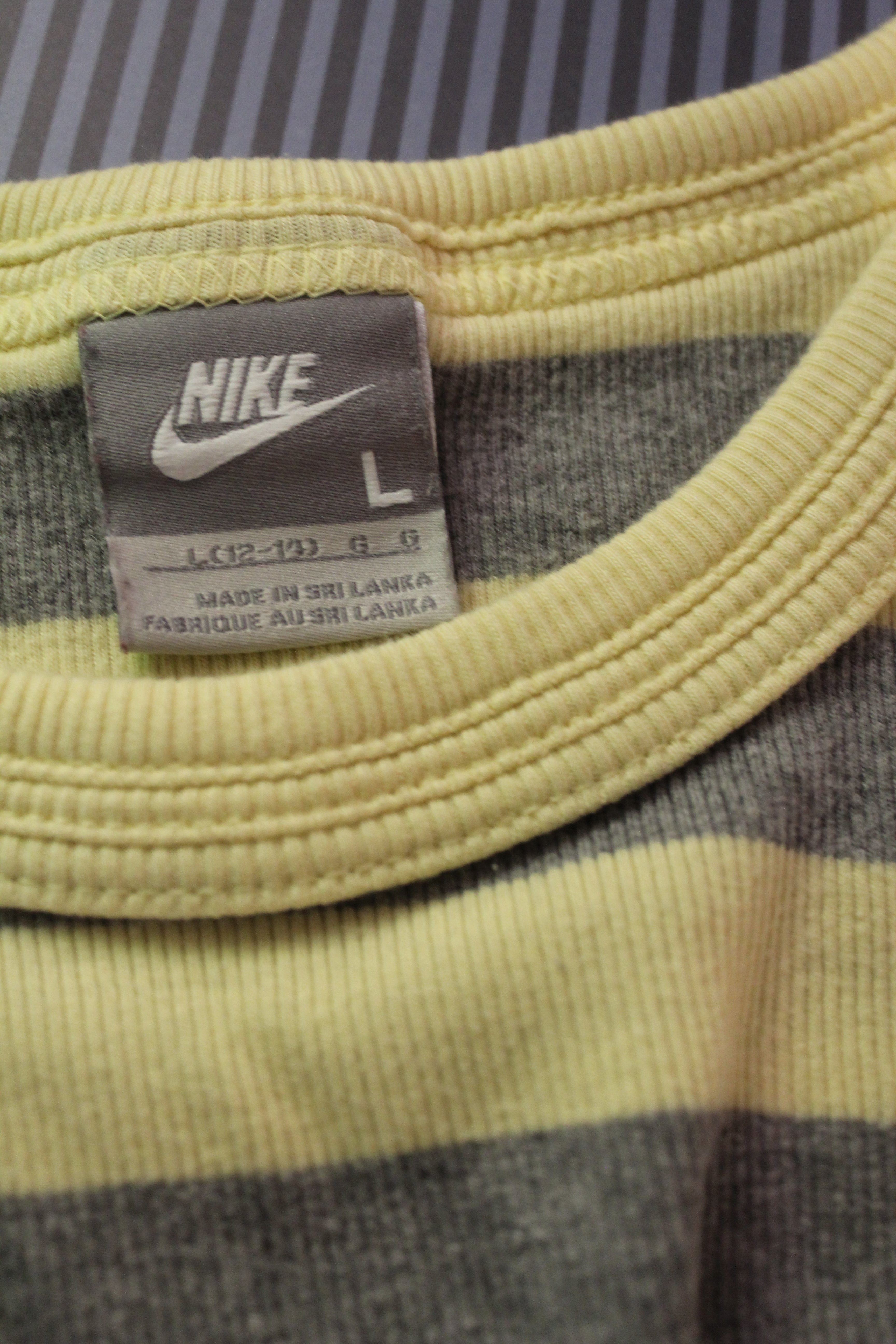Nike Yellow Gray Striped Tank Top