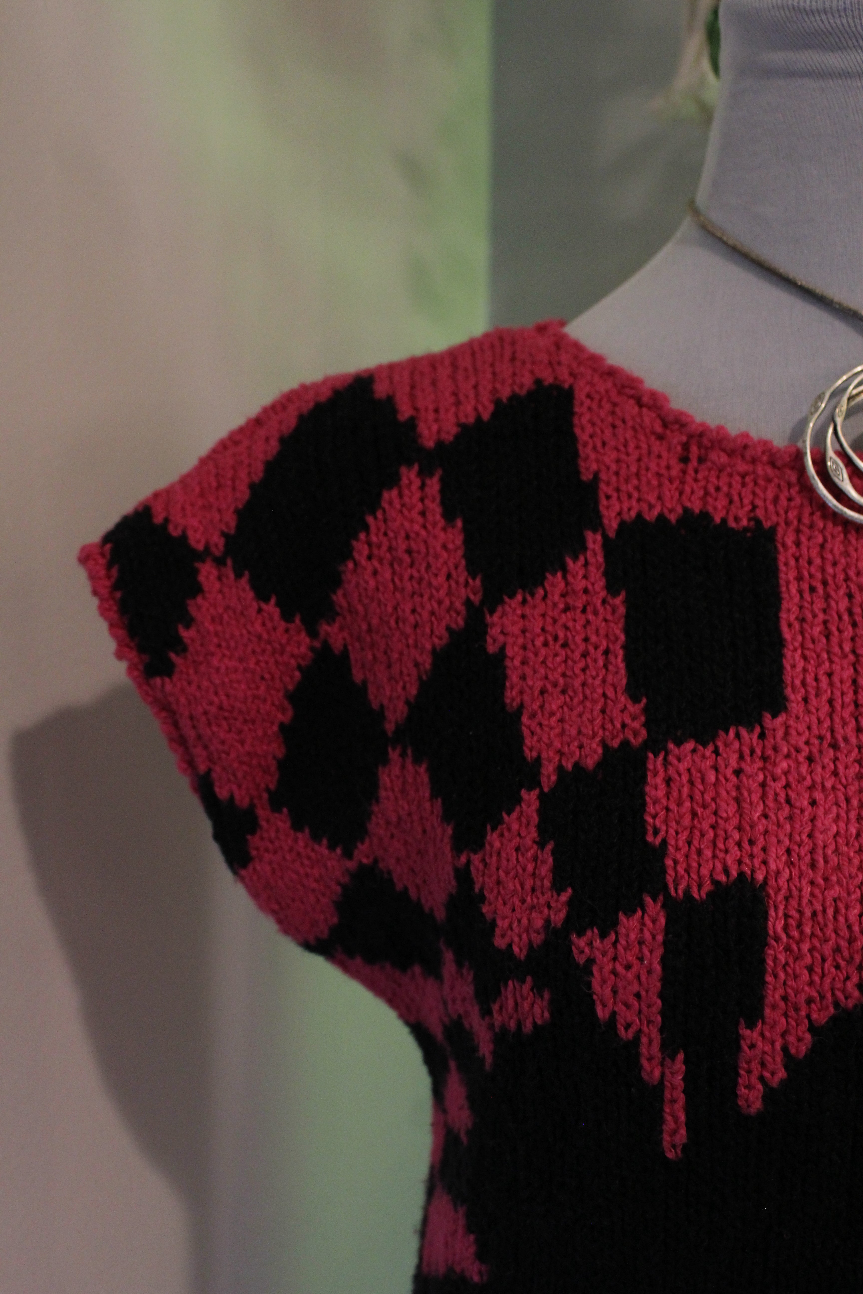 Knit Pink Checkered Sweater