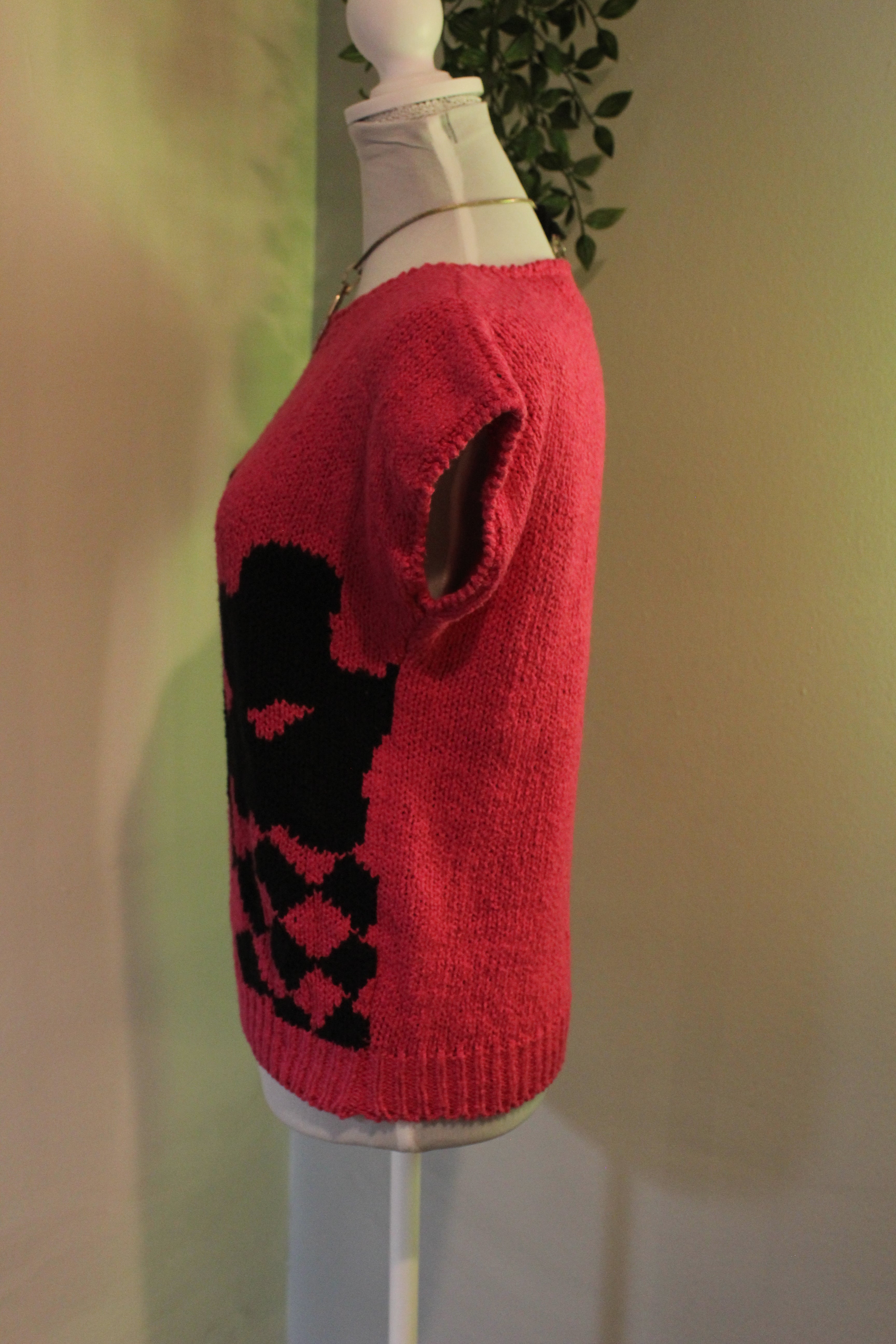 Knit Pink Checkered Sweater