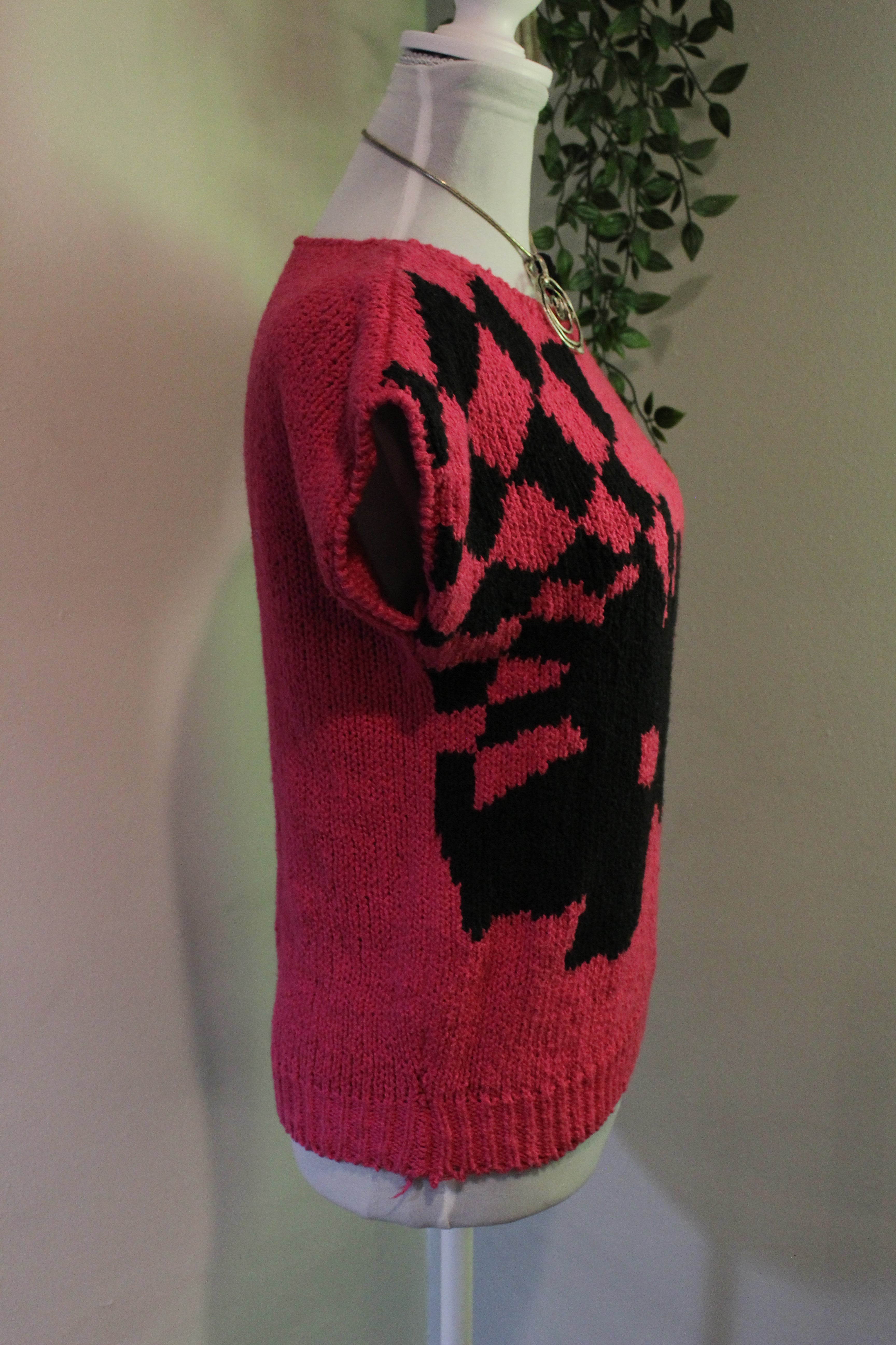 Knit Pink Checkered Sweater