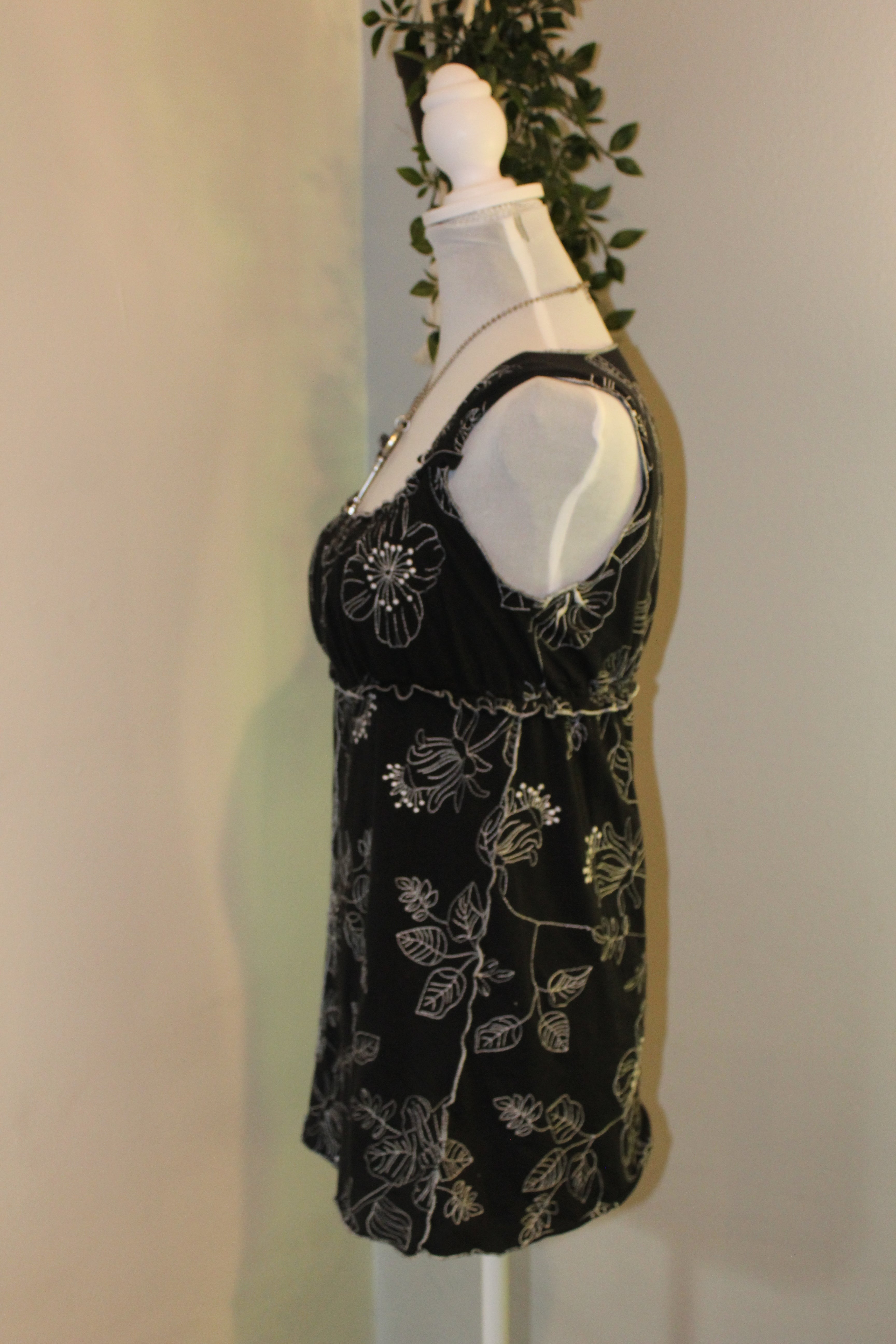 Black Floral Baby Doll Blouse