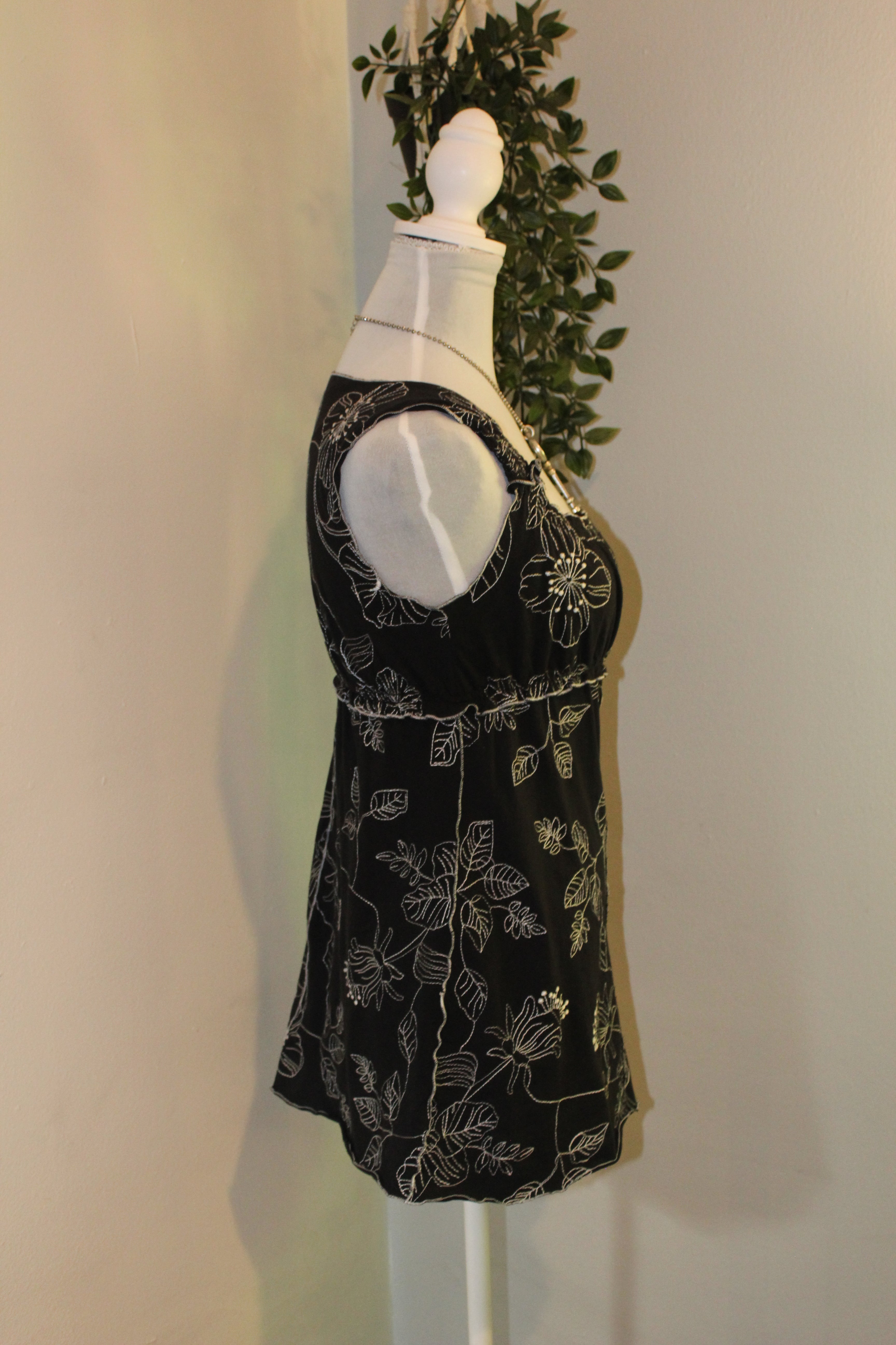 Black Floral Baby Doll Blouse