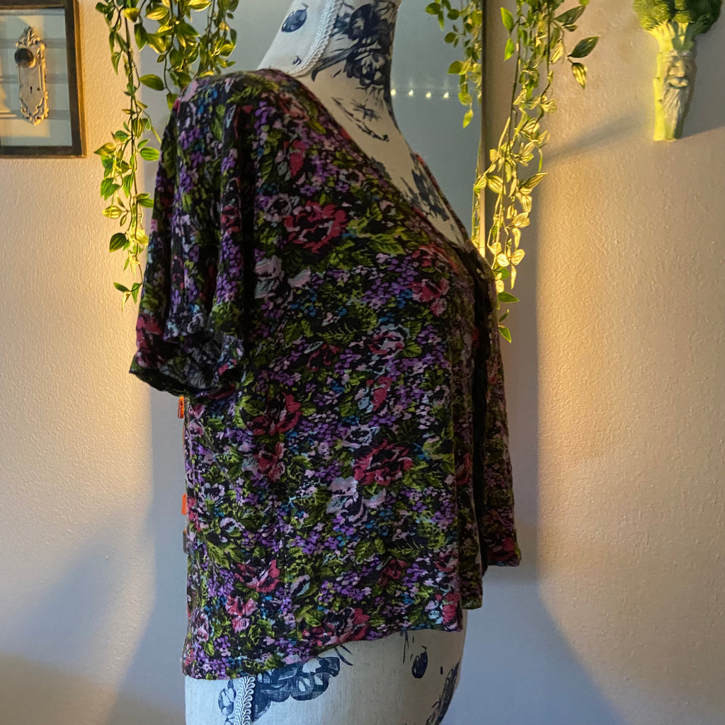 Floral Blouse with Buttons Detail