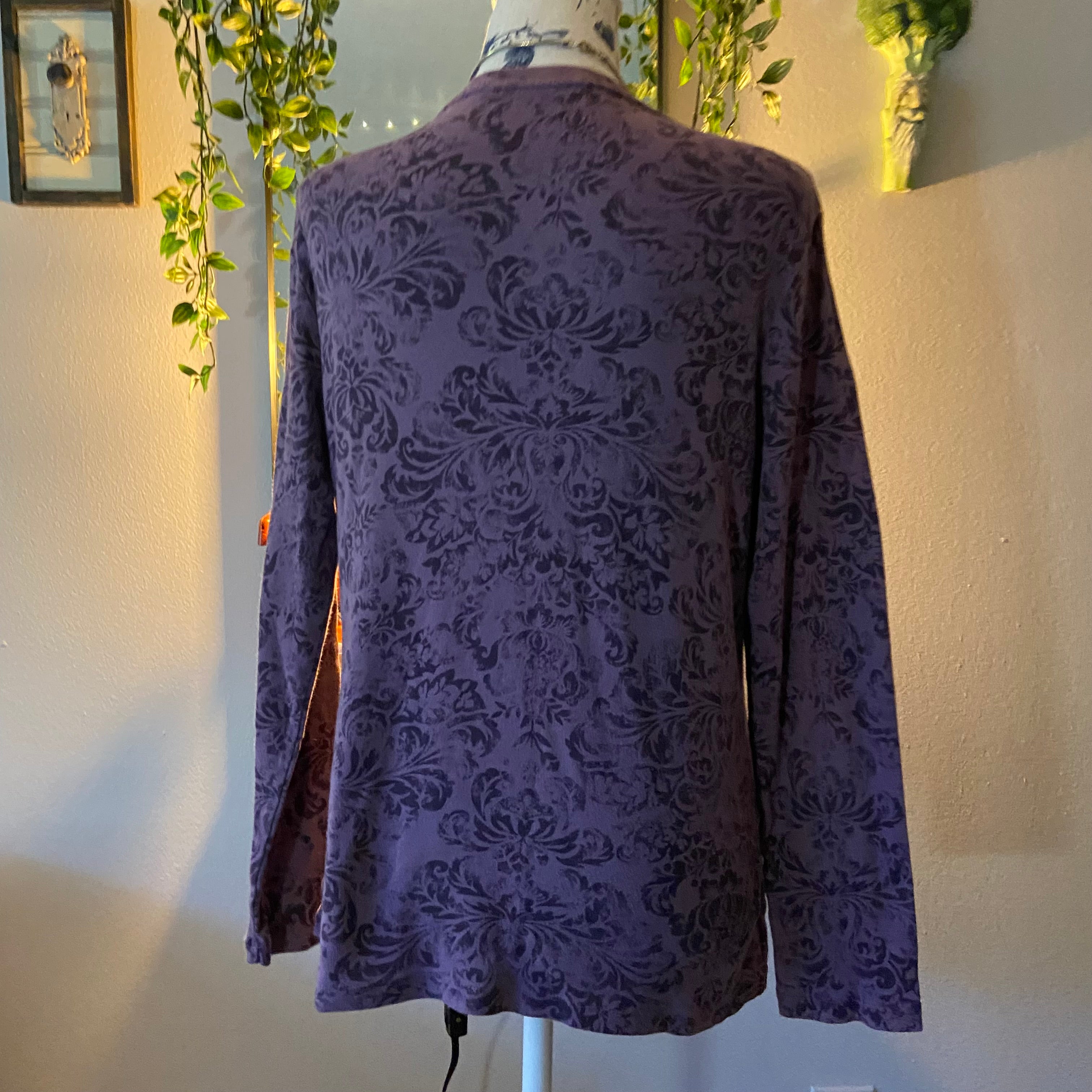 Black Floral Graphics Purple Long Sleeve