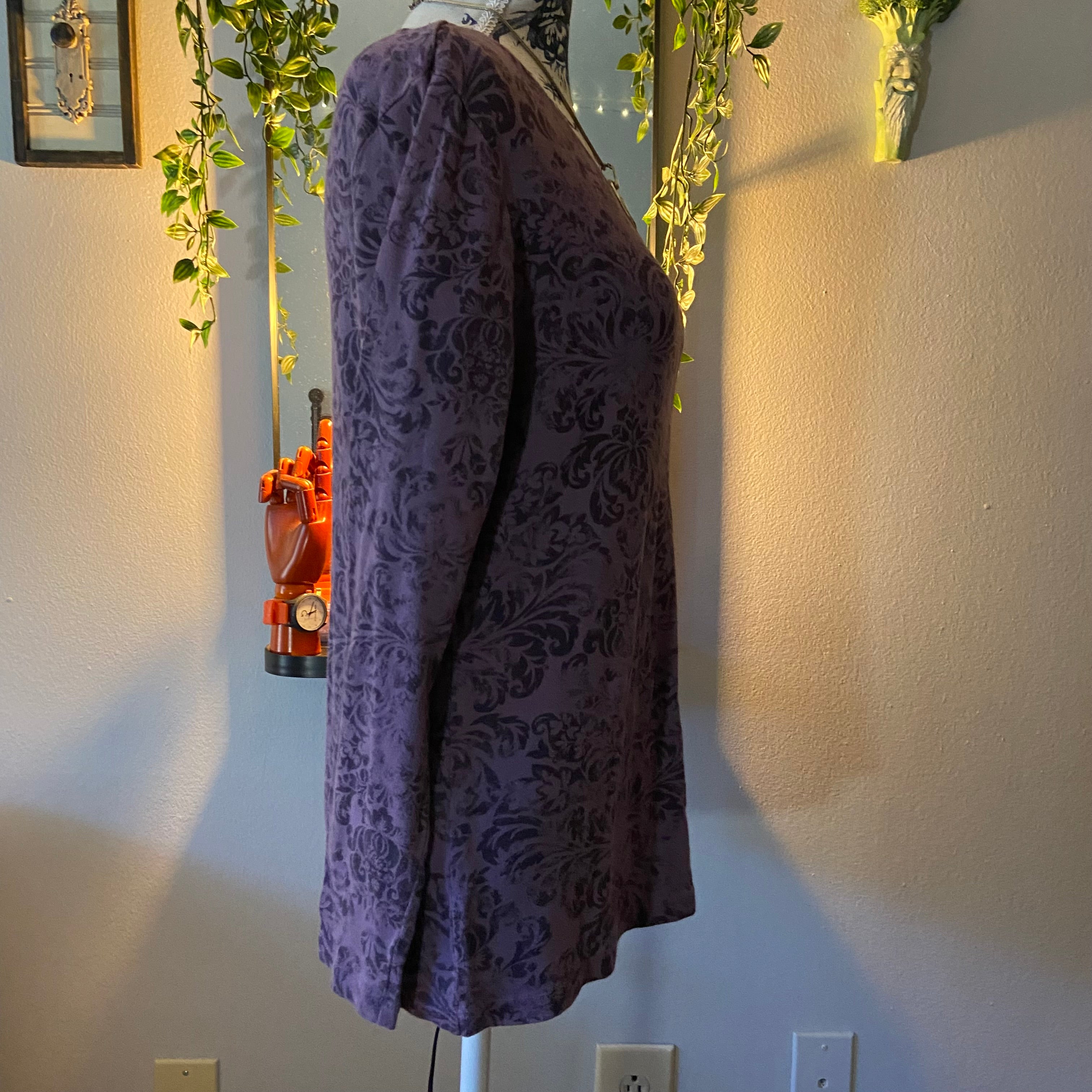 Black Floral Graphics Purple Long Sleeve
