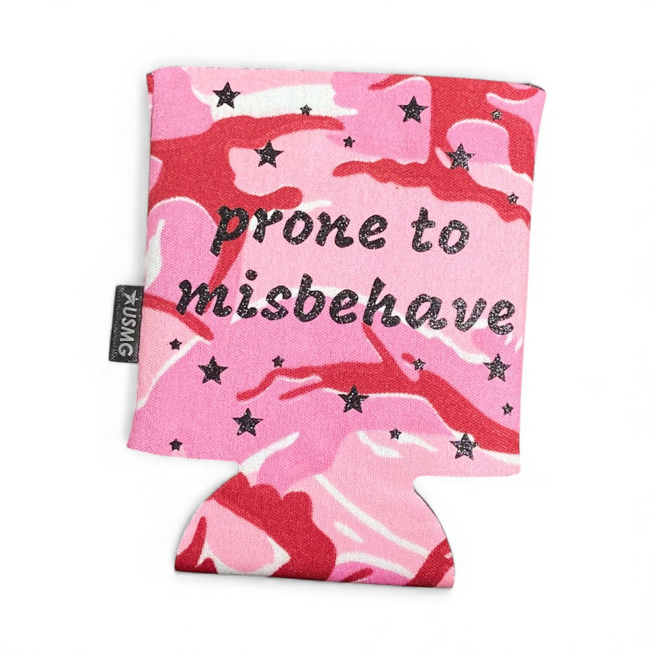Pink Camo Slogan Koozie