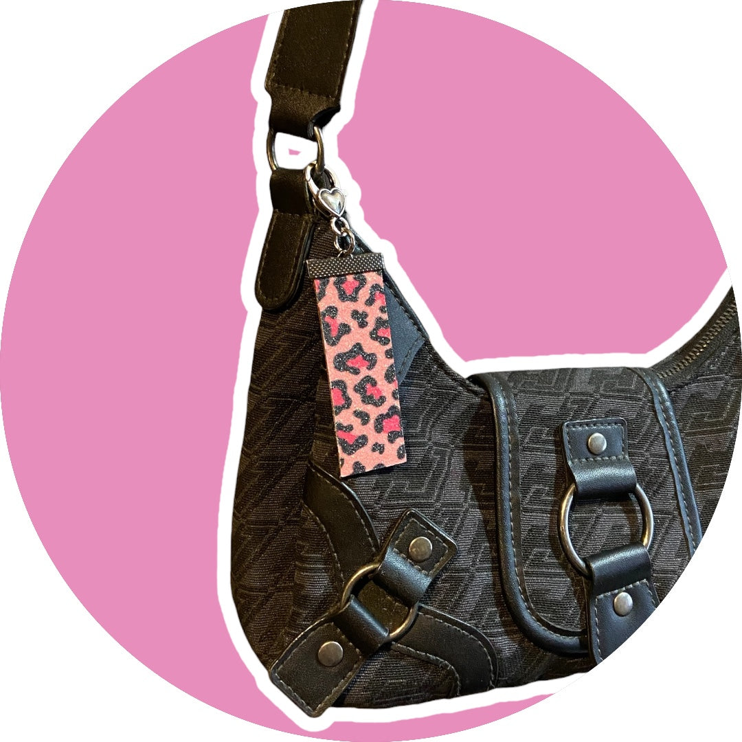 Y2K Pink Leopard Keychain Accessory